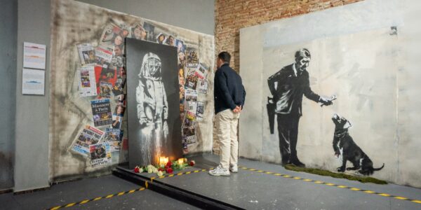 Entrance to the Banksy Museum in Barcelona