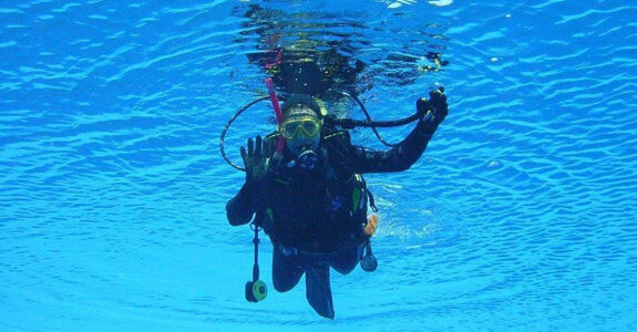 Diving baptism in Barcelona